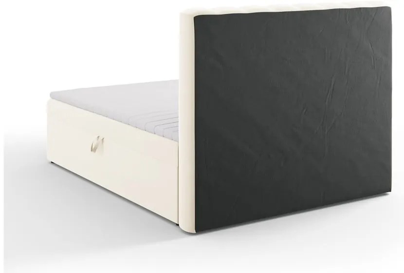Beżowe łóżko boxspring ze schowkiem 160x200 cm Gina – Milo Casa