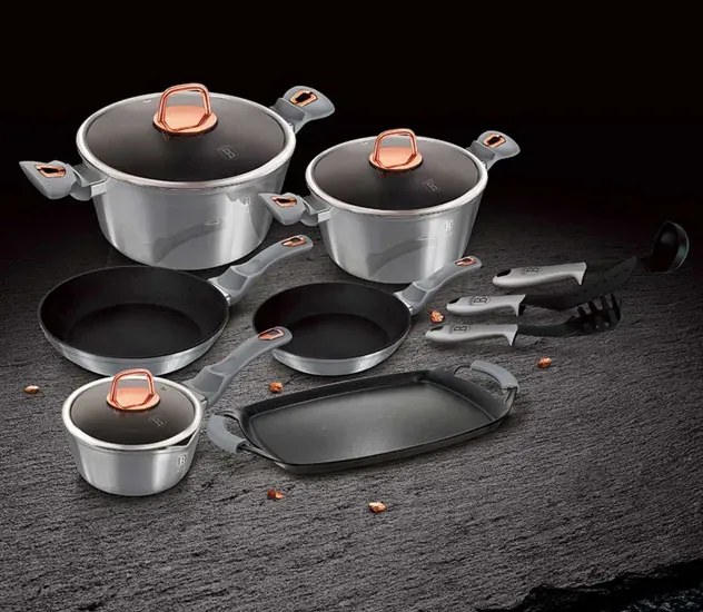 Aluminiowy zestaw garnków z granitową powłoką S1-N84
