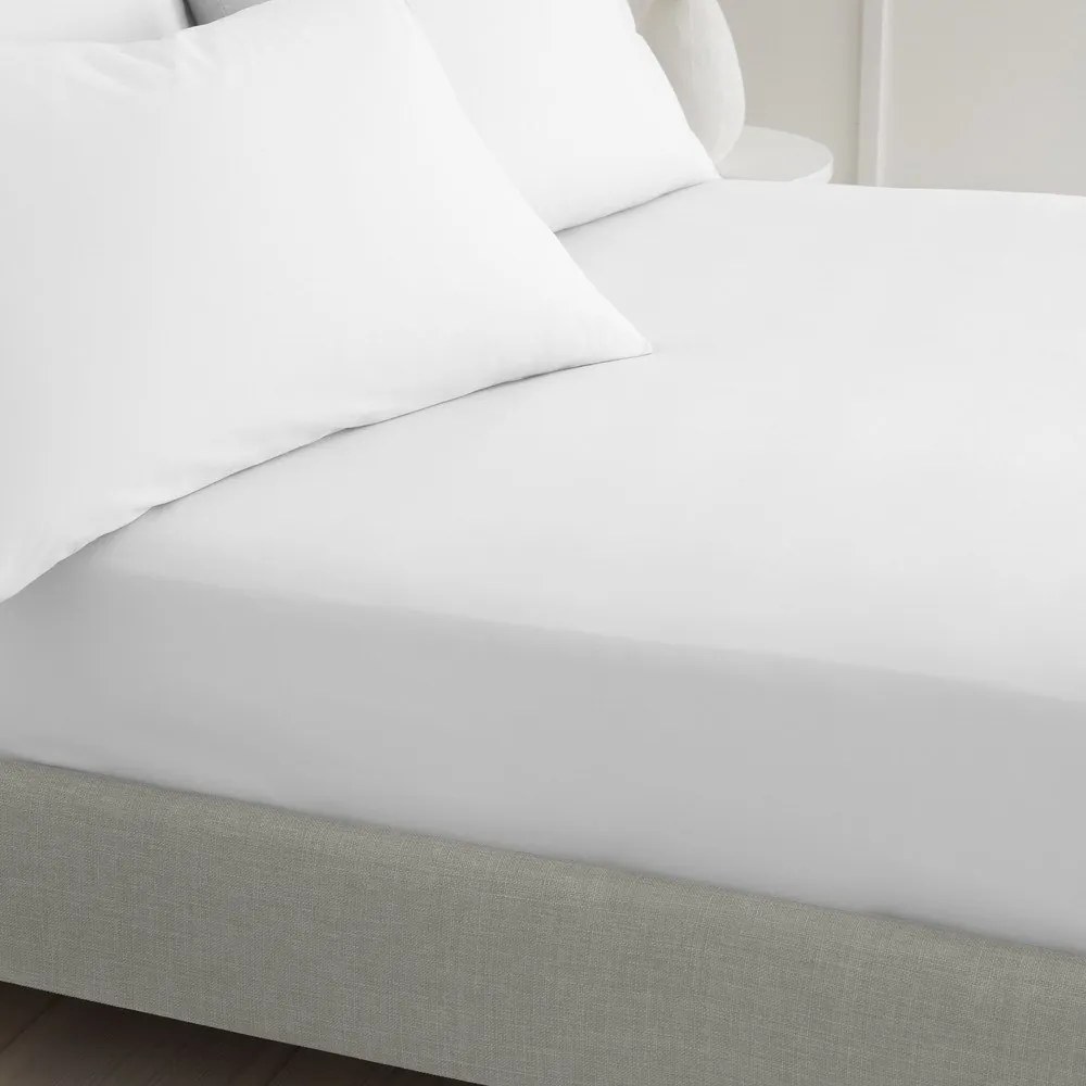Białe prześcieradło z perkalu bawełnianego z gumką 90x190 cm Cotton Percale – Bianca