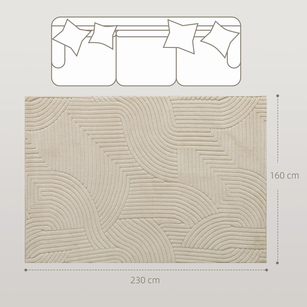 HOMCOM Maszynowo tkany dywan, 15 mm wysokości, uniwersalny, antypoślizgowy, Kremowy