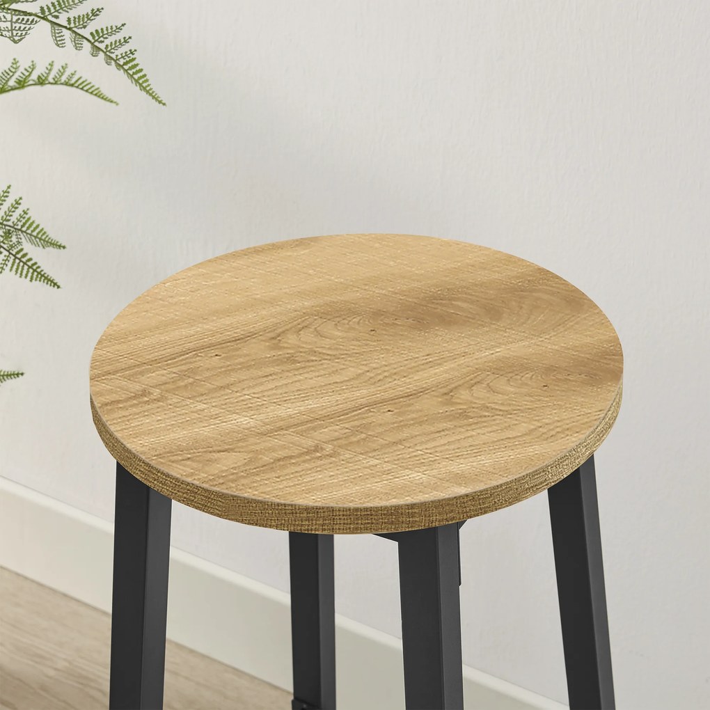 Taboret barowy, hoker - dąb / nogi czarne