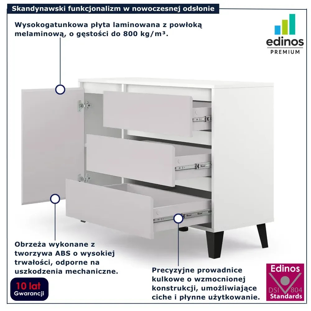 Komoda z szafką i szufladami do salonu biały + kaszmir P1-F59