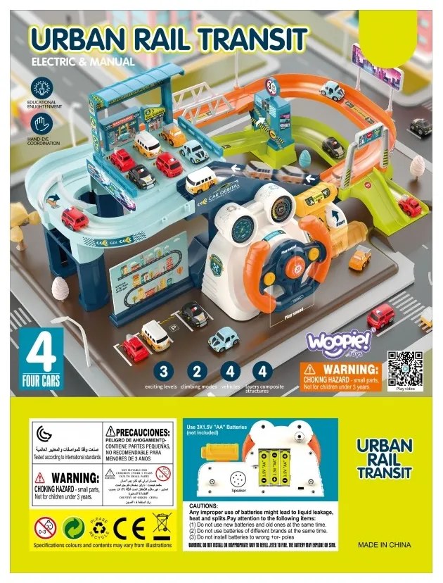 Woopie parking garaż z interaktywną kierownicą + 4 auta