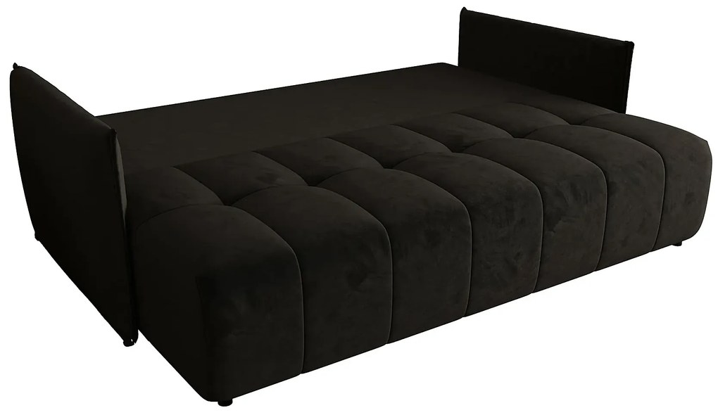 Czarna welurowa sofa tapicerowana z pojemnikiem H4-P61