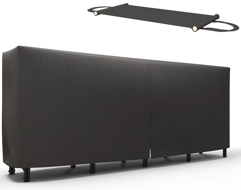 Outsunny Stelaż na drewno kominkowe, 0,67 m³, z torbą transportową i pokrywą, metalowy do 200 kg, 240 x 36 x 99 cm, czarny