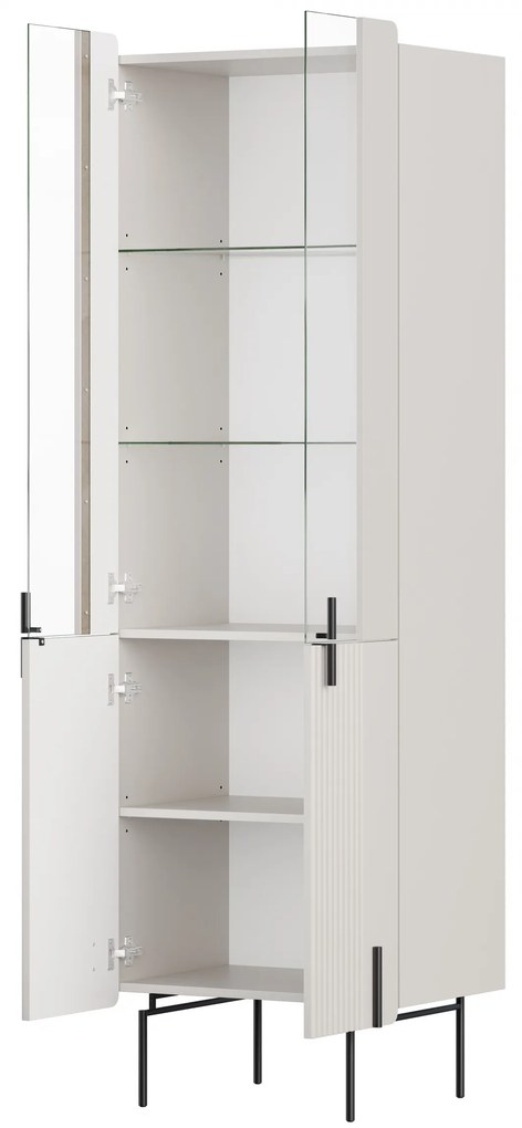 Witryna Malmi 60 cm czterodrzwiowa - kaszmir / czarne nóżki