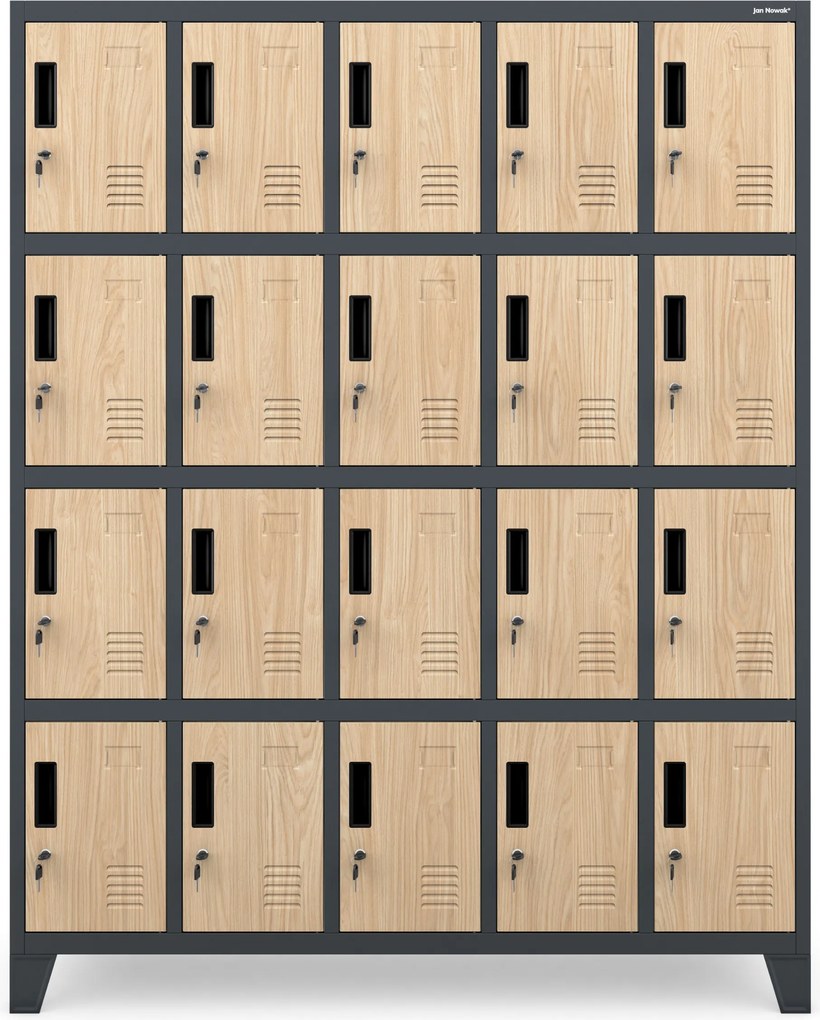 Szafa skrytkowa socjalna BHP antracytowa / dąb sonoma: Eco Design ROBERT, 1360 x 1720 x 450 mm