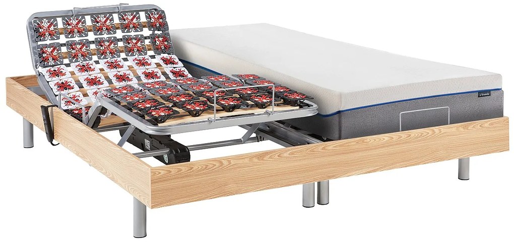 Komplet relaksacyjny całość z płytek+pamięć kształtu ciała HESIODE III marki YSMÉE - silniki OKIN - dąb naturalny - 2 x 80 x 200 cm