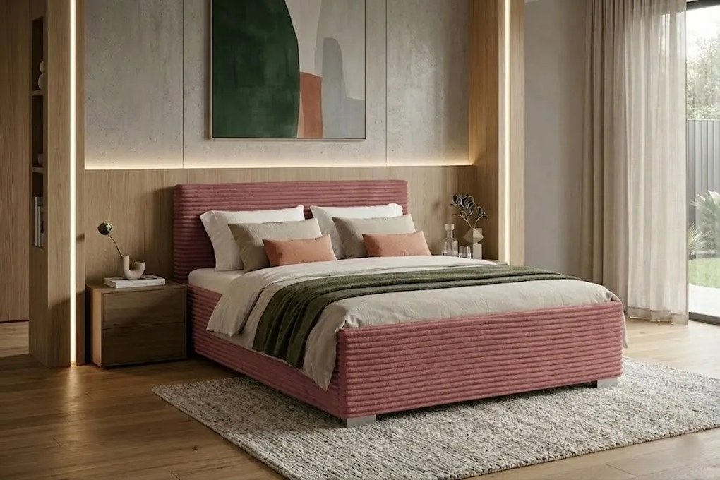 Łóżko LUCI 120x200 cm Różowy Z materacem