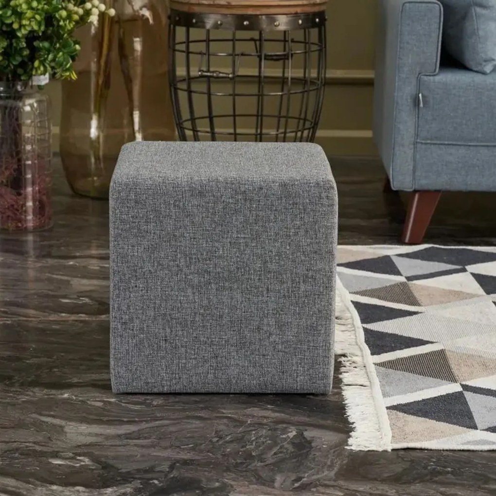Taboret Kare Pouf Grey