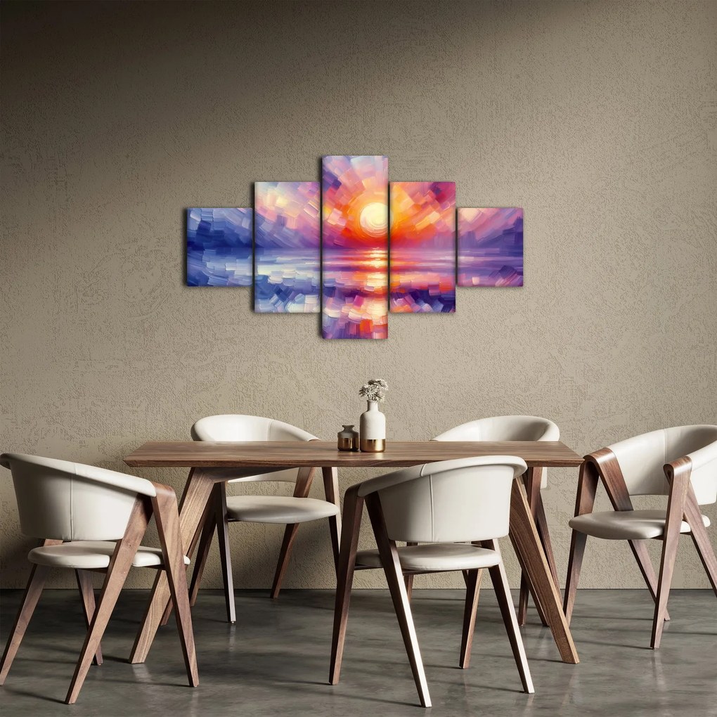 Obraz - Kolorowy artystyczny zachód słońca (125x70 cm)