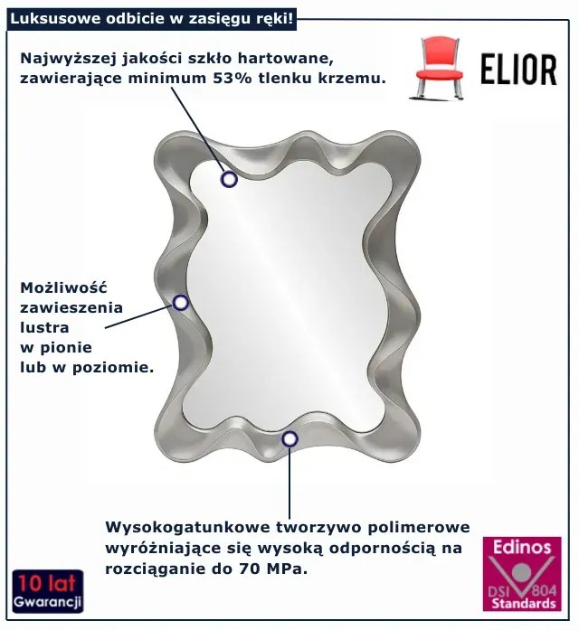 Nowoczesne lustro w srebrnej ramie E7-R44