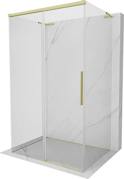 Mexen Rox-3S L kabina prysznicowa 3-ścienna rozsuwana 135 x 70 cm, transparent, złota szczotkowana - 8C2L-135-070-55-00-3S