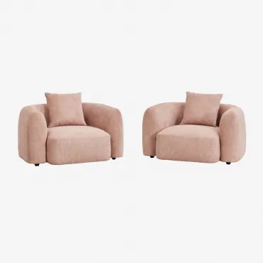 Zestaw 2 Foteli Z Tkaniny Chenille Coco Kwarc Różowy Chenille - Sklum