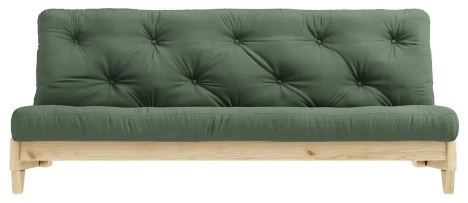 Sofa rozkładana z zielonym pokryciem Karup Design Fresh Natural/Olive Green