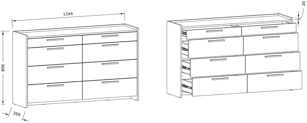 Biała minimalistyczna komoda z 4 szufladami - B7-F62