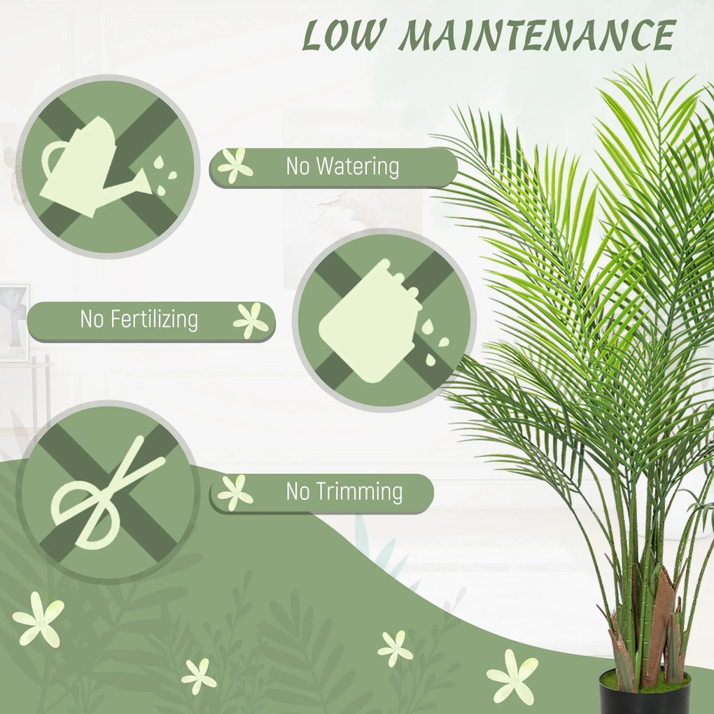 HOMCOM Sztuczna Palma duża 120 cm, Roślina sztuczna w donicy do salonu i biura