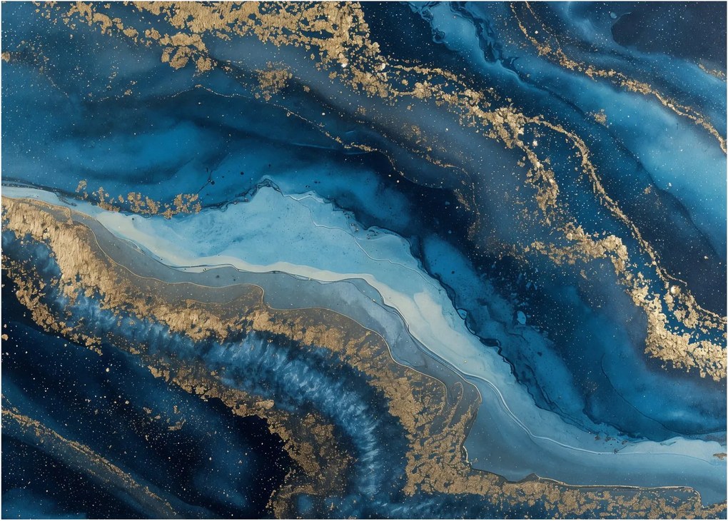 Obraz - Niebieska marmurowa abstrakcja (70x50 cm)