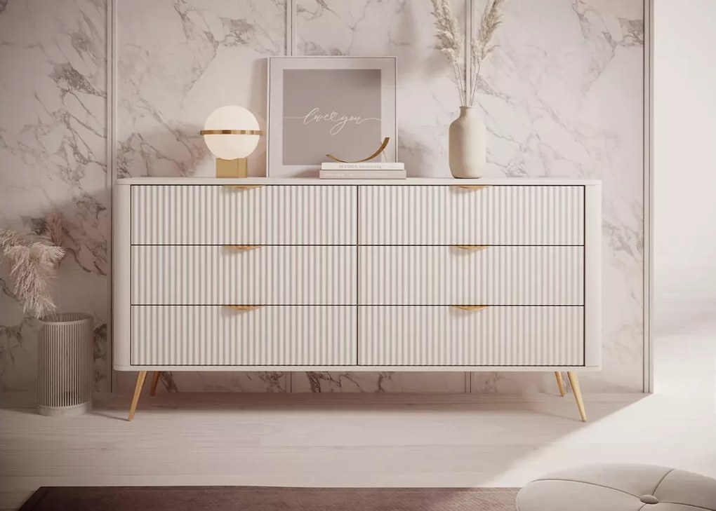 Zestaw sypialniany Dominica z łóżkiem 160x200, szafą, 2 szafkami nocnymi i komodą – elegancki komplet do nowoczesnej sypialni