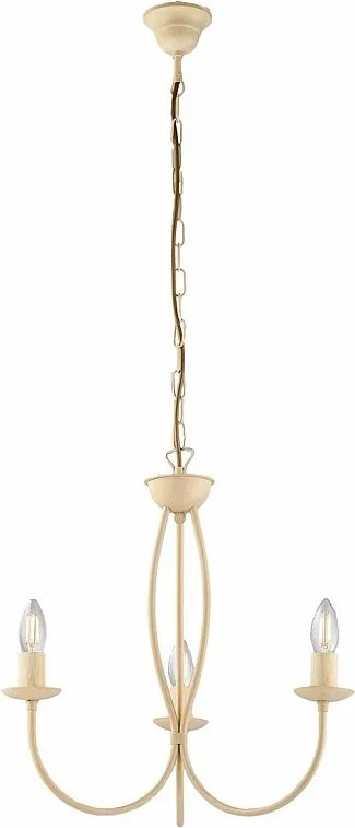 Botte - Żyrandol z żelaza lakierowanego na kolor kości słoniowej z dekoracją z efektem piklowania, 3 lampy, 110 cm - Ø45 cm - BL147-3-AV