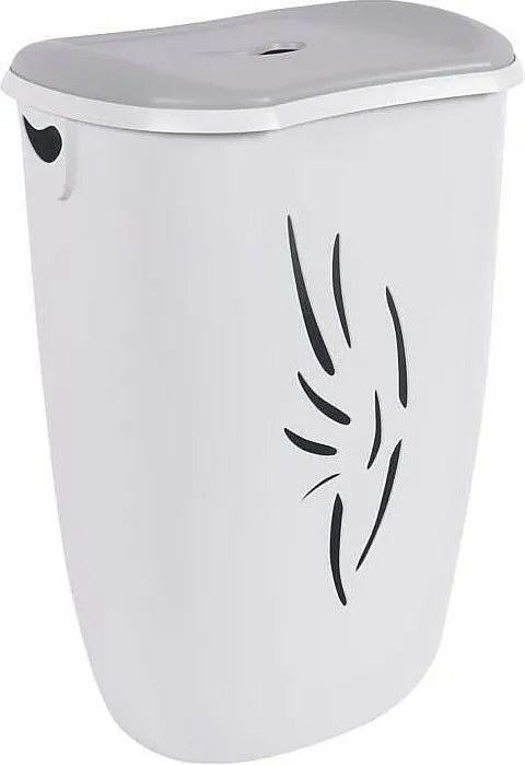 Kosz na pranie Flora 40 L betonowo-szary i bielony z ażurową frontową ścianką nowoczesny design 40x30x57 cm