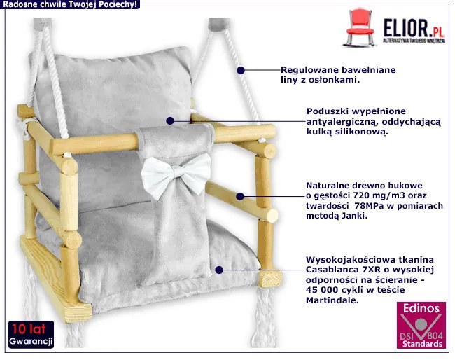 Szara rosnąca huśtawka dziecięca- Nelax