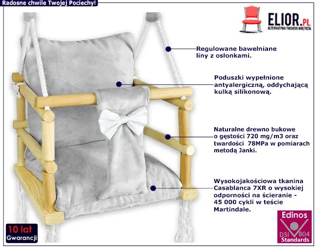 Szara rosnąca huśtawka dziecięca W2-N84