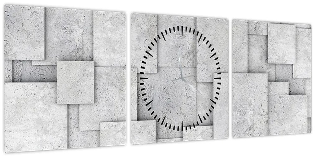 Obraz - Abstrakcja płytek betonowych (z zegarem) (90x30 cm)