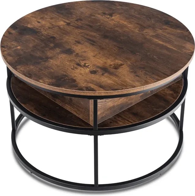 Stolik Kawowy ASTUR 80 cm z Podnoszonym Blatem Dąb Rustykalny/Czarny Loft