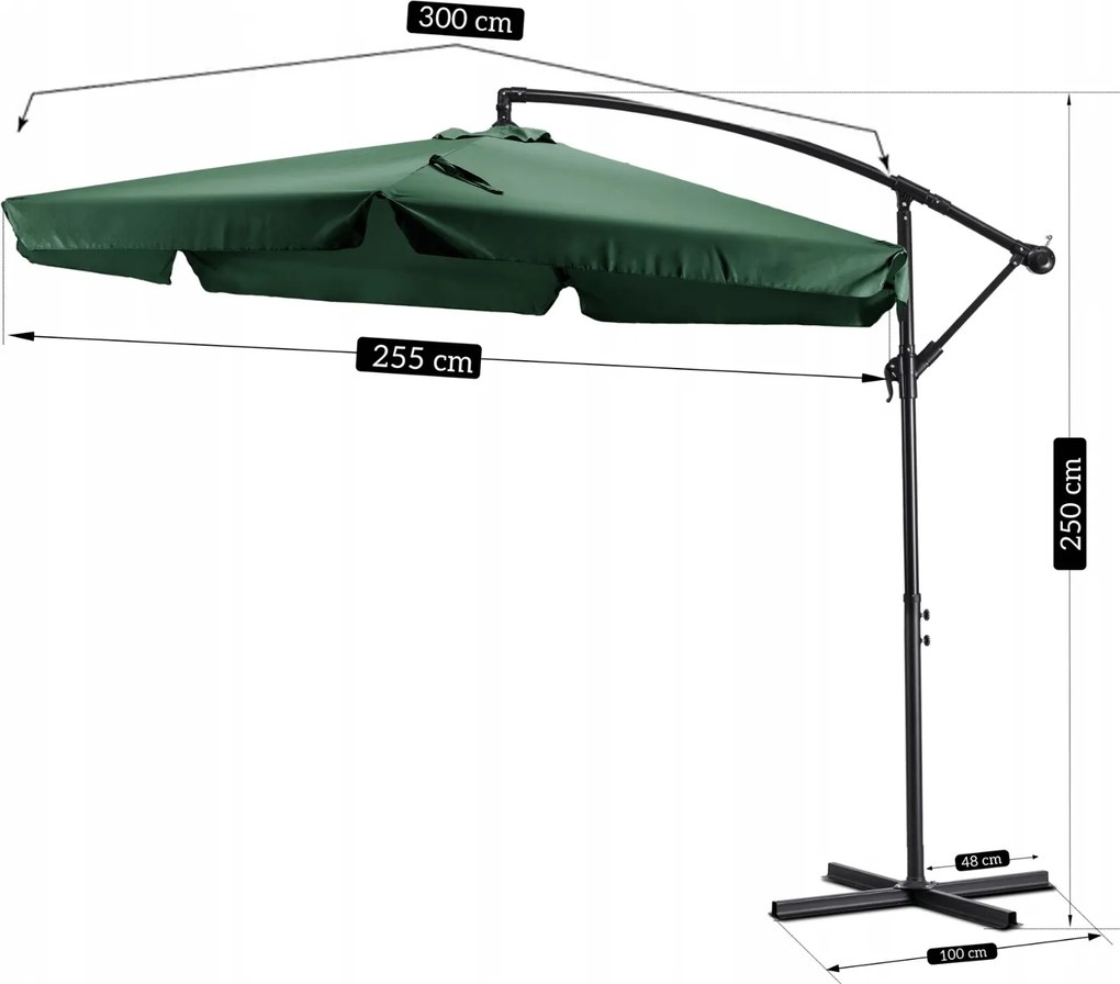 Składany parasol ogrodowy regulowany Akron, zielony