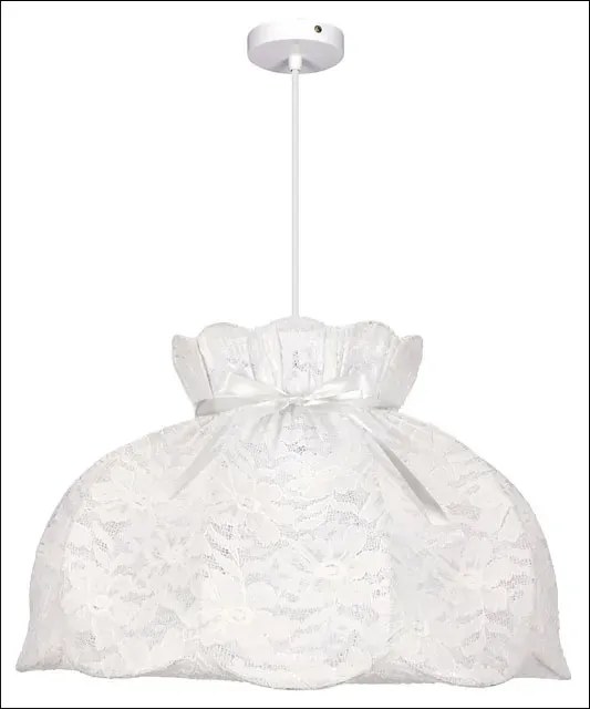 Biała lampa wisząca z koronkowym abażurem - 3X Z063 N9-B22