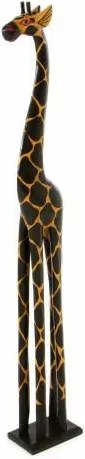 Drewniana Ghana żyrafa - ciemne drewno 21 x 15 x 120 cm