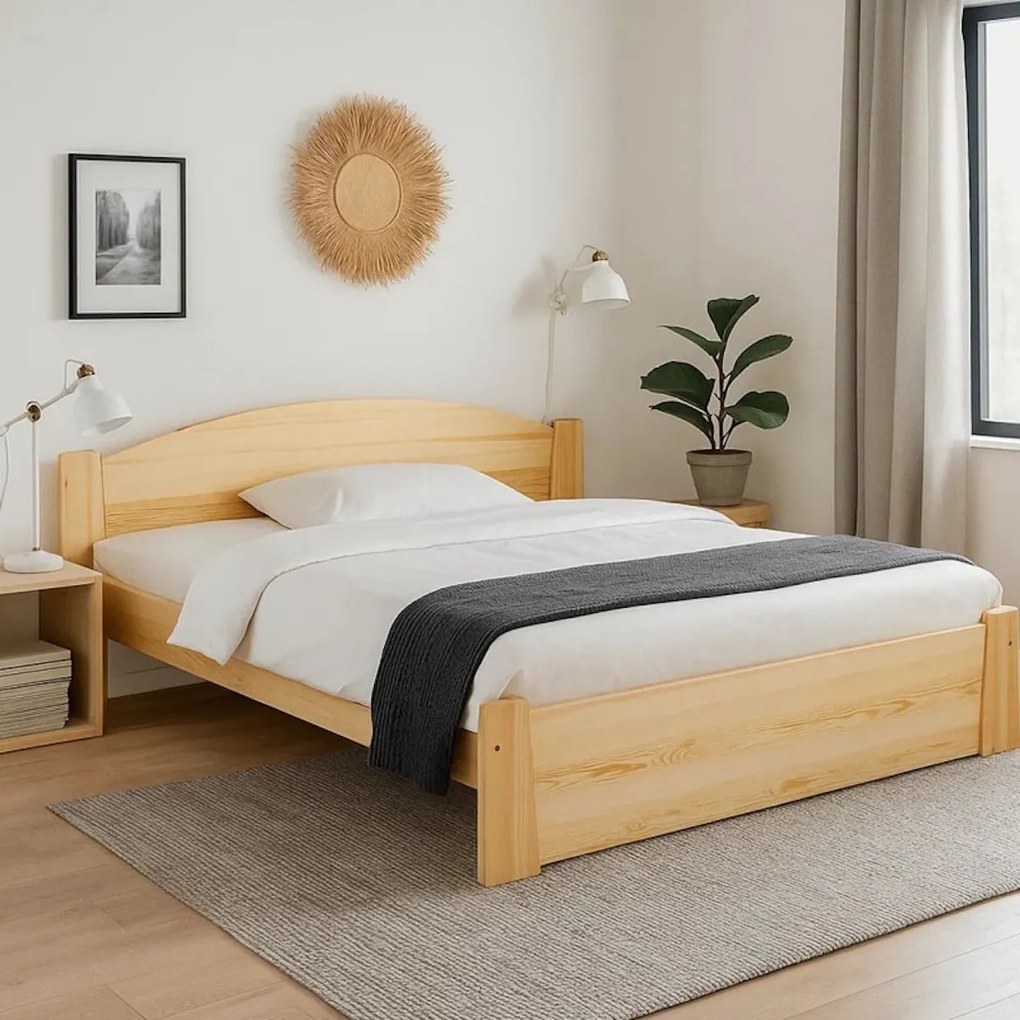 Łóżko sosnowe Miki tył obniżony bez lub z szufladą na pościel