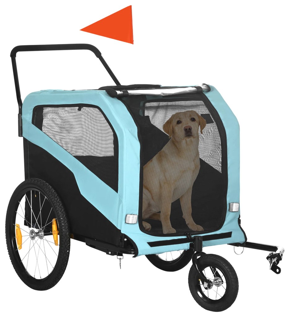 PawHut Przyczepka rowerowa 2 w 1 dla psów Wózek z odblaskami Bezpieczne podróże | Aosom PL