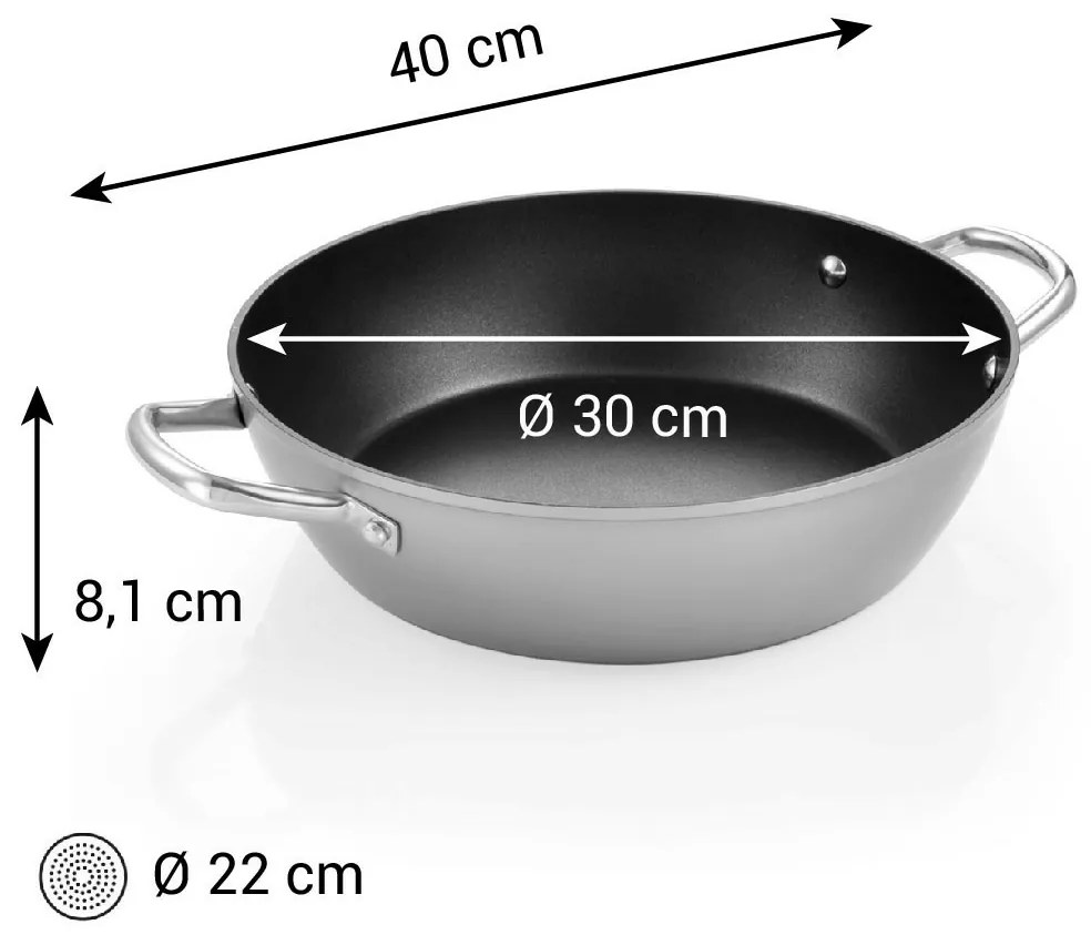 Tescoma Głęboka patelnia GrandCHEF+ średnica 30cm, 2 uchwyty, śred. 30 cm