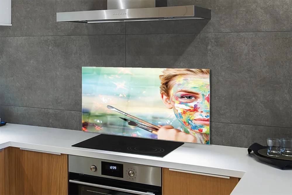 Szklany Panel Artystka z Pędzlami