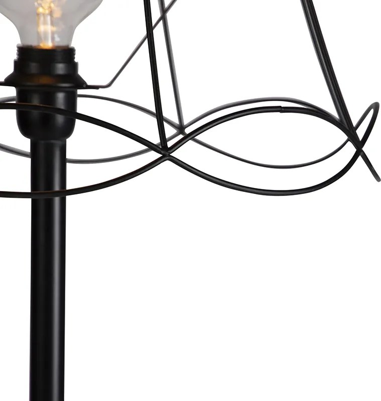 Czarna lampa stojąca z abażurem Granny Frame czarny 45 cm - Simplo