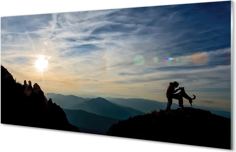 Panel Kuchenny Szklany Człowiek i Pies w Górach