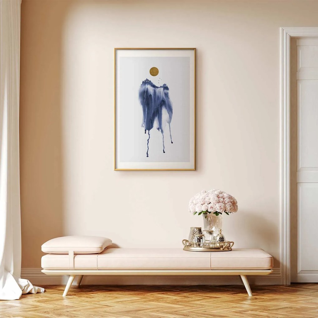 Plakat Akwarelowa abstrakcja 60 x 90 cm z ramą złotą z marginesem ARTGEIST B
