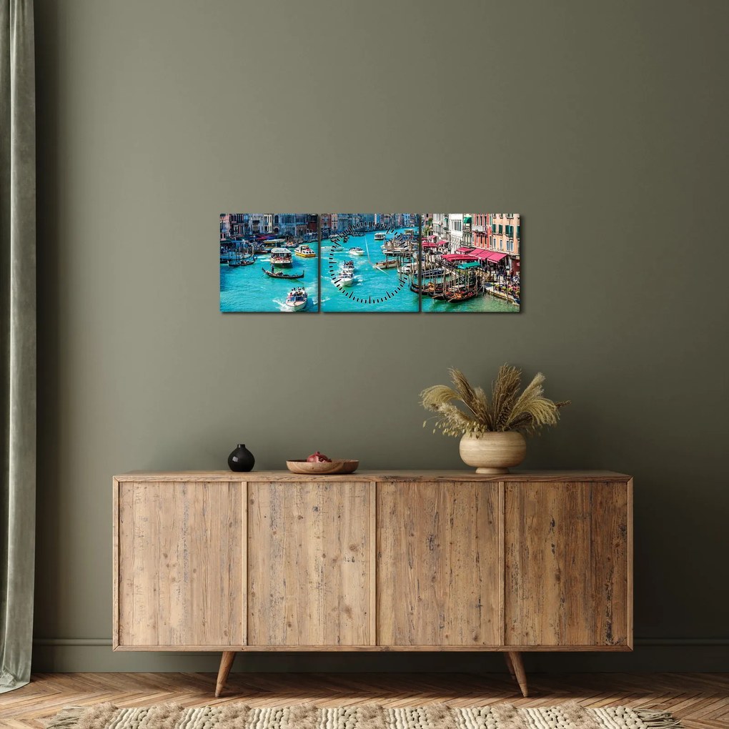 Obraz - Canal Grande, Wenecja, Włochy (z zegarem) (90x30 cm)