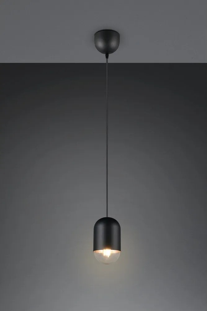 Czarna metalowa lampa wisząca ø 11 cm Nara – Reality