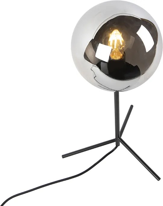 Lampa stołowa art deco czarna z przydymionym szkłem 45,5 cm - Pallon