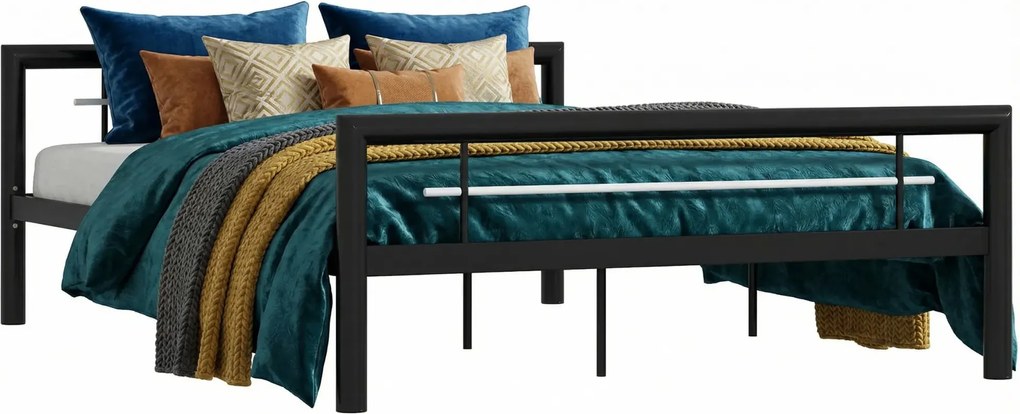 Czarne Industrialne Łóżko Metalowe 120X200 Cm R6-P81