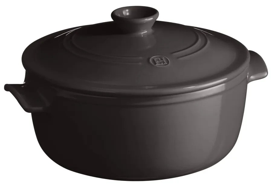 Czarny ceramiczny garnek z pokrywką Emile Henry, ⌀ 27 cm