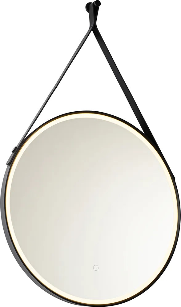 Nowoczesne lustro łazienkowe czarne z oświetleniem LED i dotykowym ściemniaczem - Pien