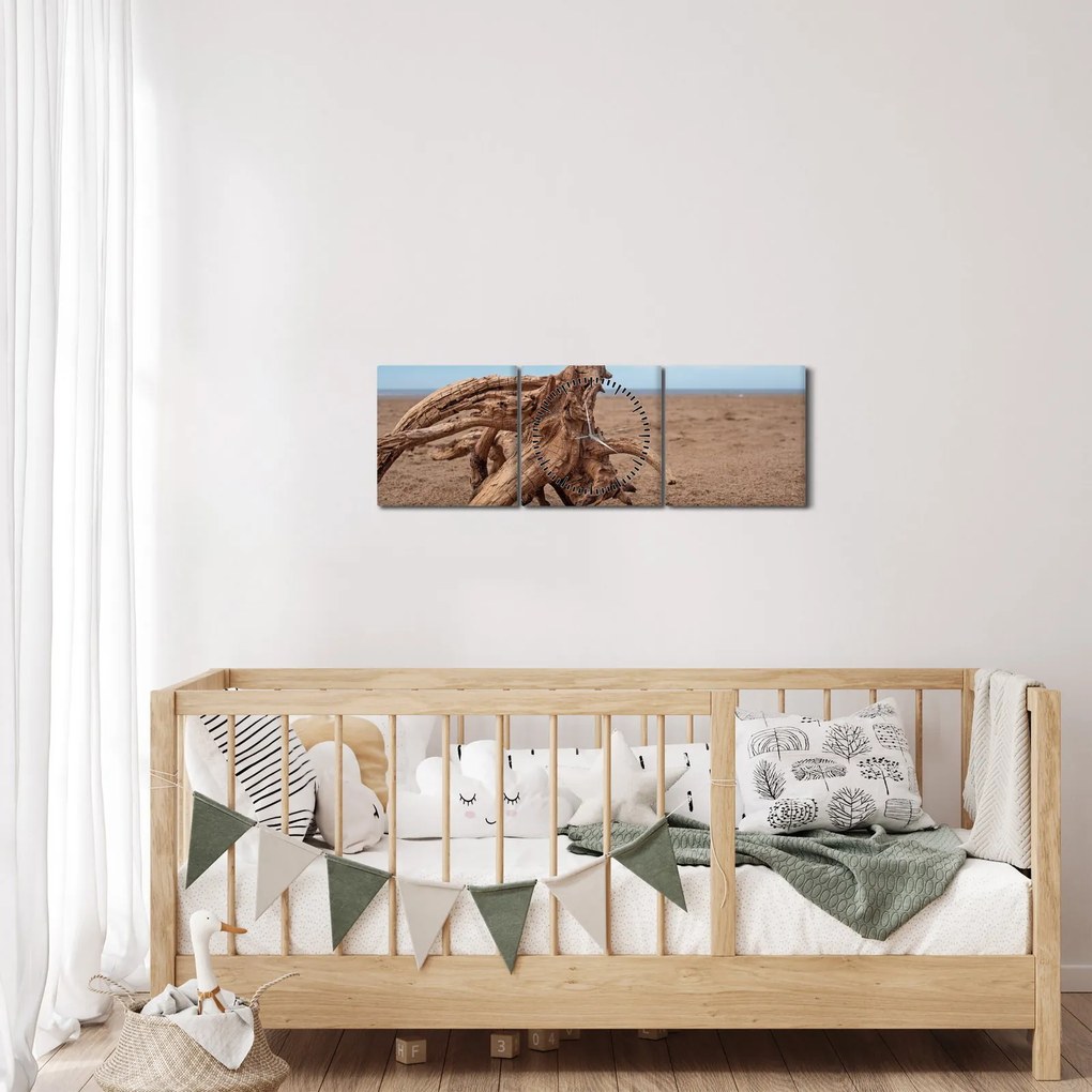 Obraz - Zmyte przez morze (z zegarem) (90x30 cm)