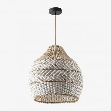 Lampa Sufitowa Zewnętrzna Z Plecionego Rattanu Llaury Miel - Czarna & Ø40 Cm Llaury - Sklum