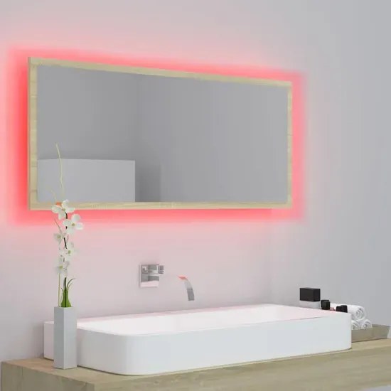 Podświetlane lustro wiszące LED dąb sonoma N5-B18