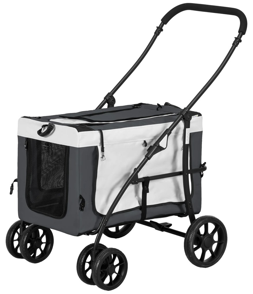 Outsunny Wózek dla Psa Składany Wyjmowany Kosz Czarny Szary Biały | Aosom PL