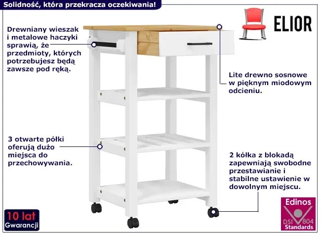 Biały skandynawski wózek kuchenny F9-D17